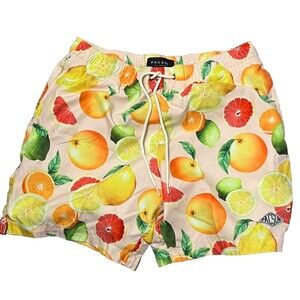Pacsun Board Shorts Mens Medium Fruit Swim Trunks Pockets Pool Lemon Orange Lime
